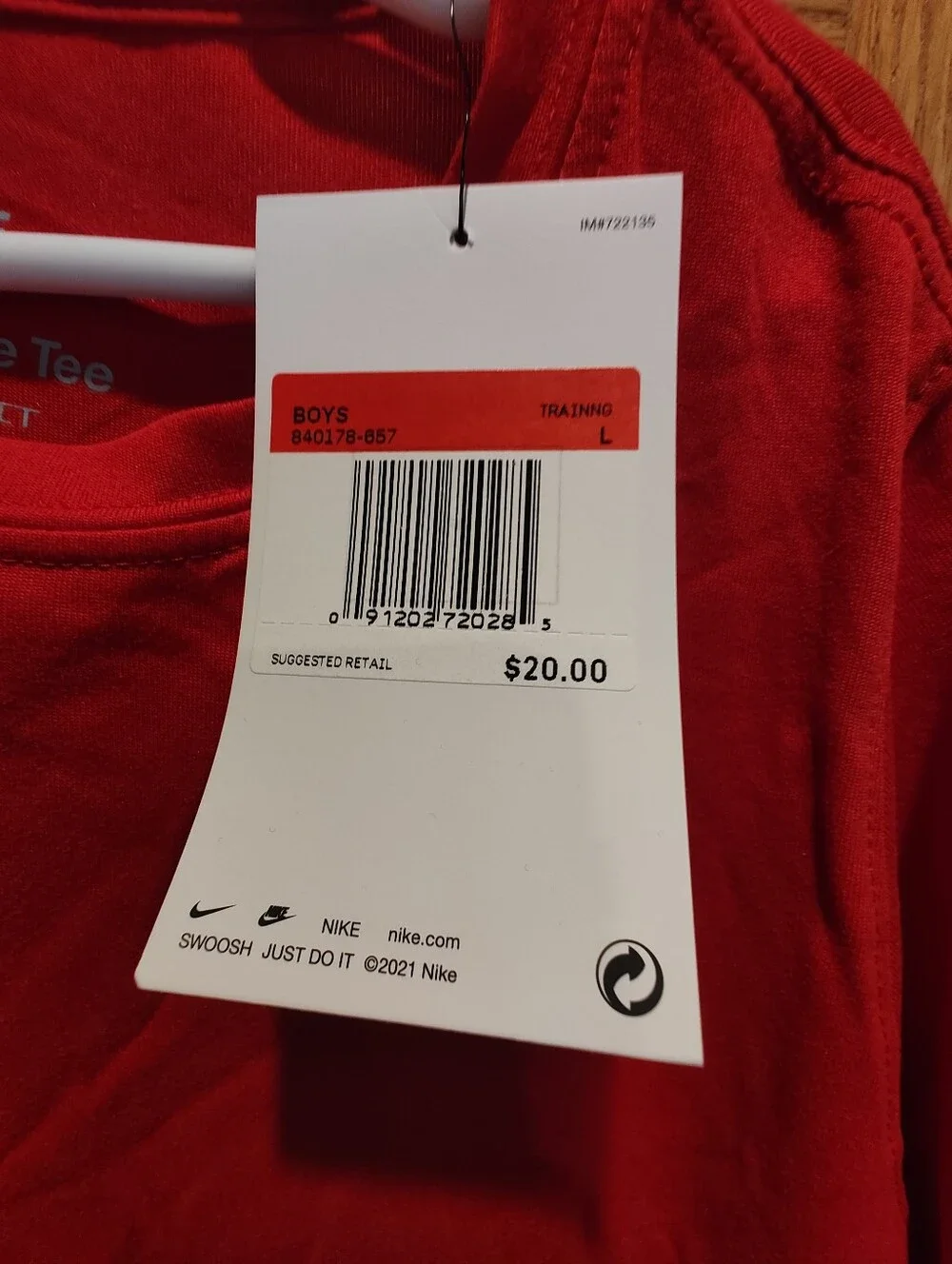 Boys Nike Red Short-Sleeve Dri-FIT Athletic Tee